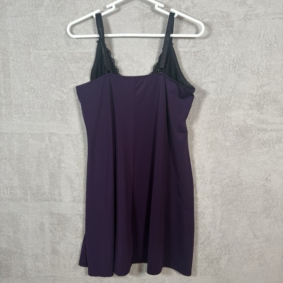 Torrid Chemise Womens Plus Size 2 2X Purple Satin Black Sexy Sheer Lace Lingerie - Picture 2 of 6